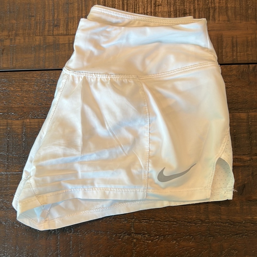 Nike Dri-Fit hi-cut brief lined running shorts in white size XS
